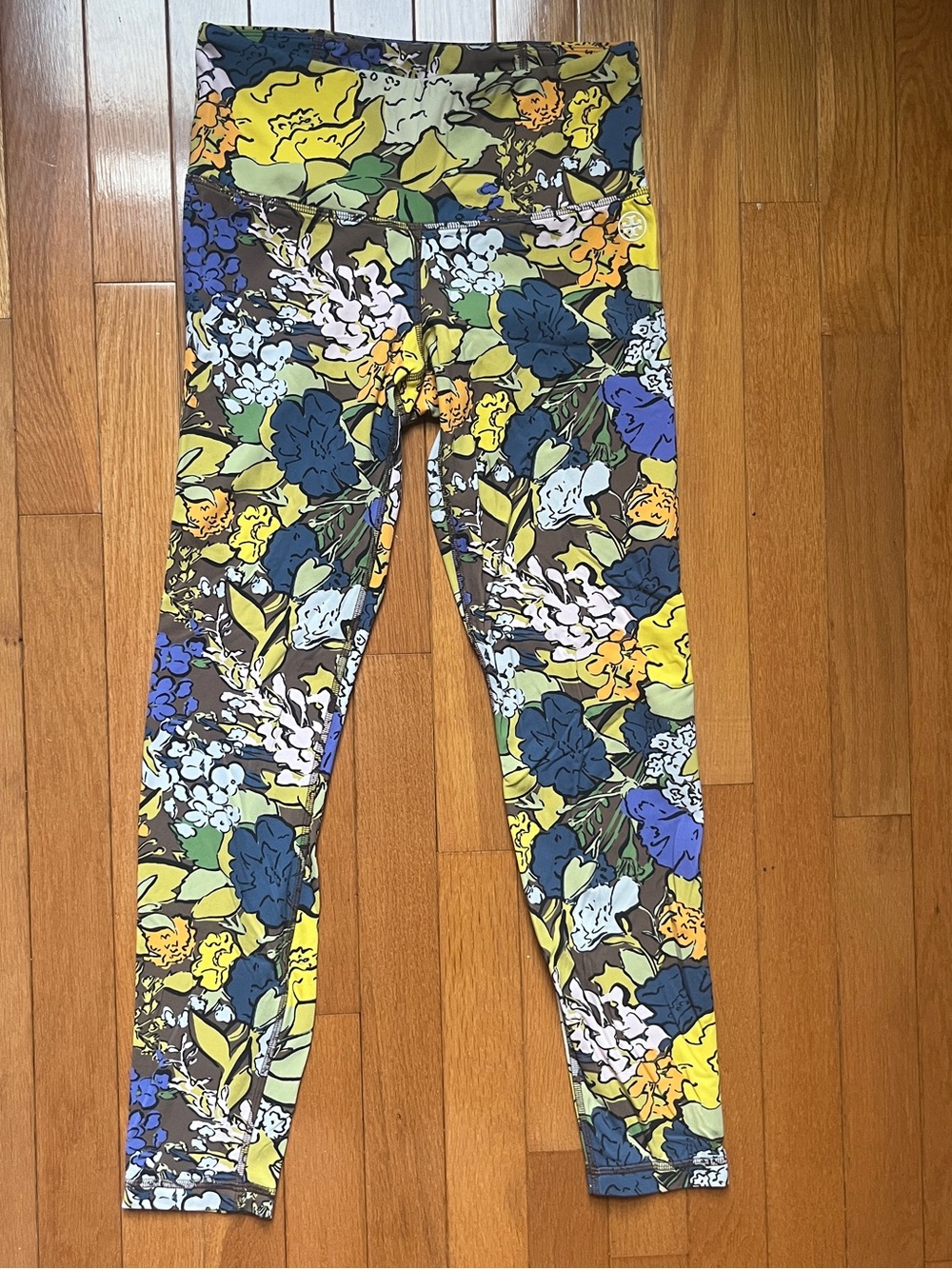 Tory Sport Floral Pring Leggings in Yellow, Blue and Green
